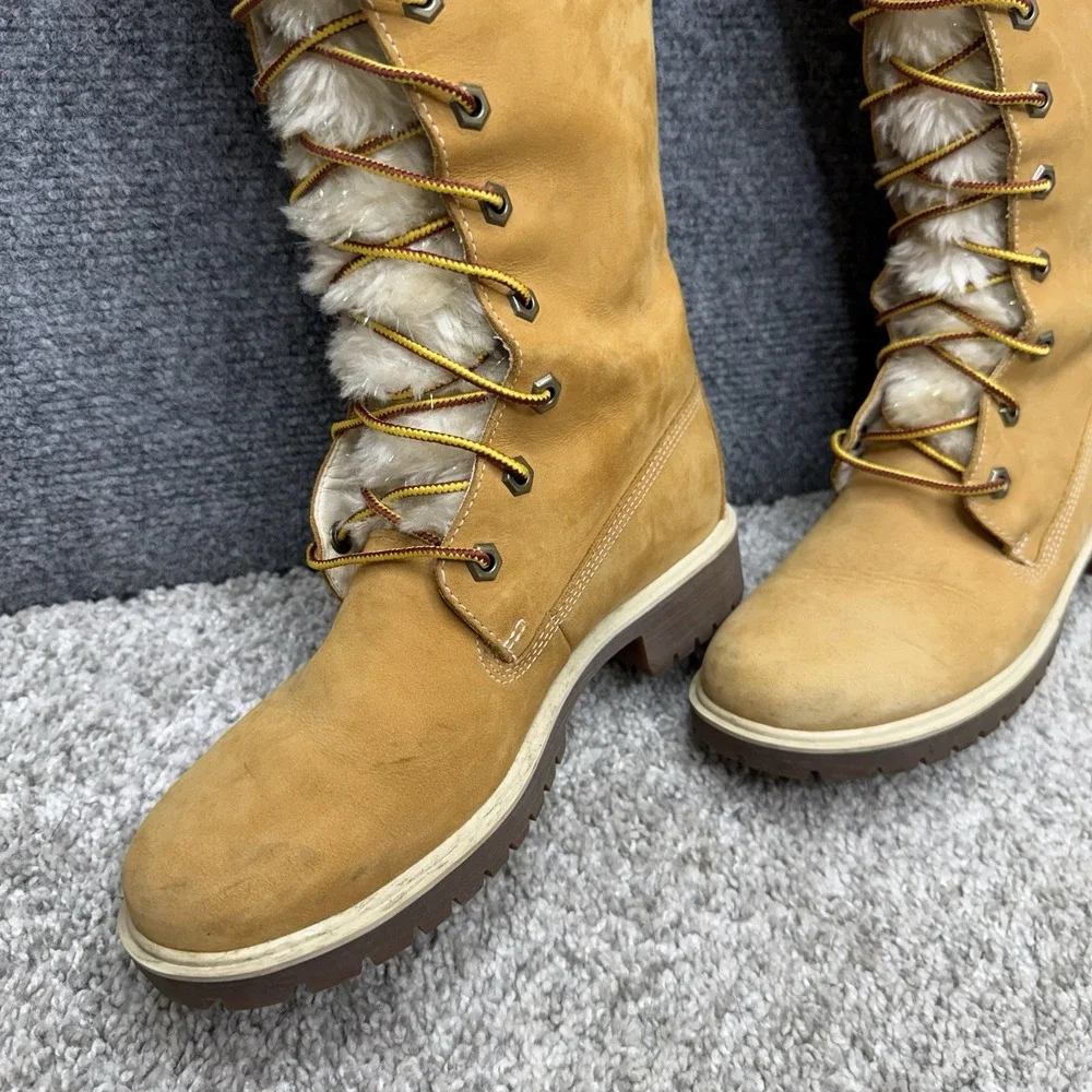 Timberland faux fur tongue nubuck Leather boots shoes 15
